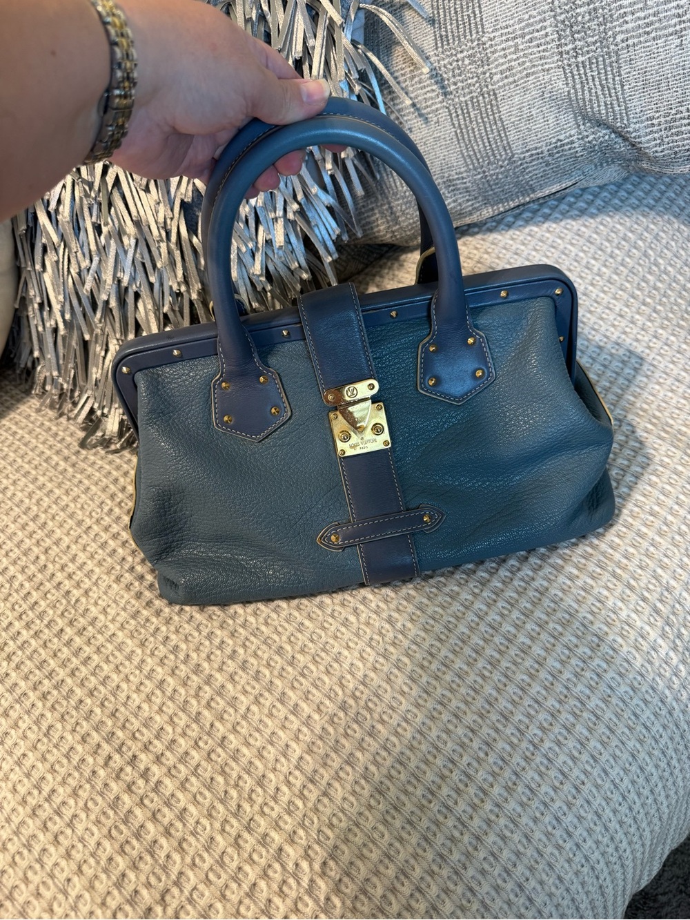 LV Vintage Blue Suhali Leather L’Ingenieux PM Satchel with COA